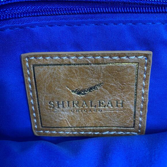 Shiraleah Woven Crocheted Blue & Tan Chevron Jute Clutch Bag - Picture 3 of 9